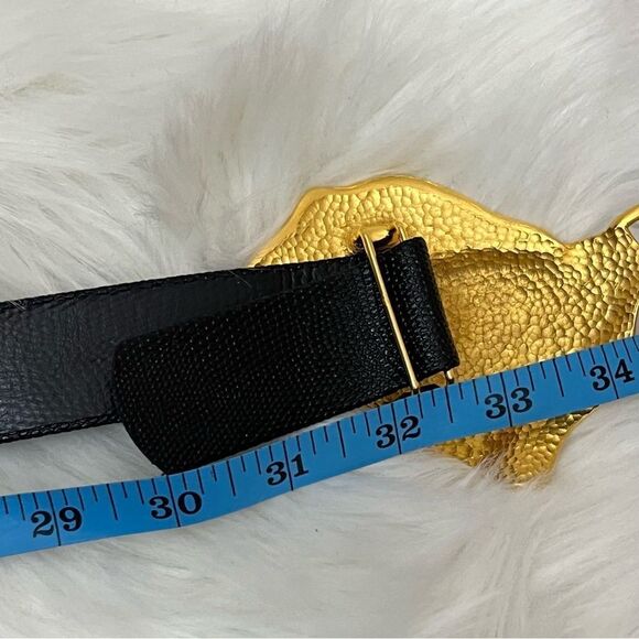 Margarita Barrera Vintage Signed Gold Bow Buckle Belt OS - Picture 7 of 9